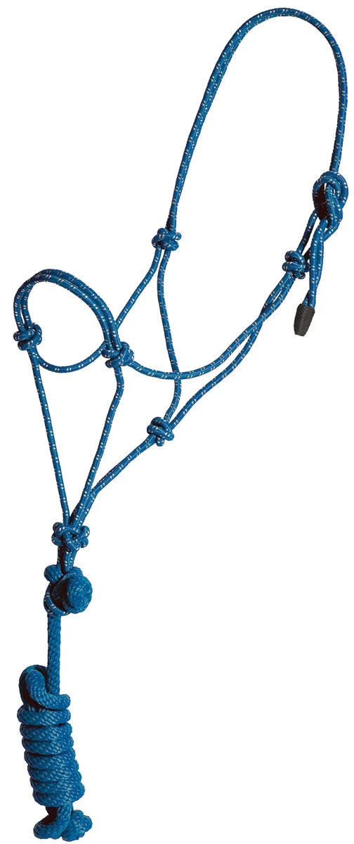 Mustang Foal Economy Rope Halter And Lead - Blue/White 3 Mustang Foal Economy Rope Halter And Lead - Blue/White