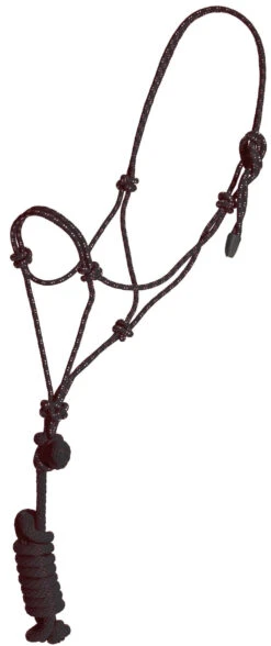 Mustang Yearling Economy Rope Halter And Lead - Black/White