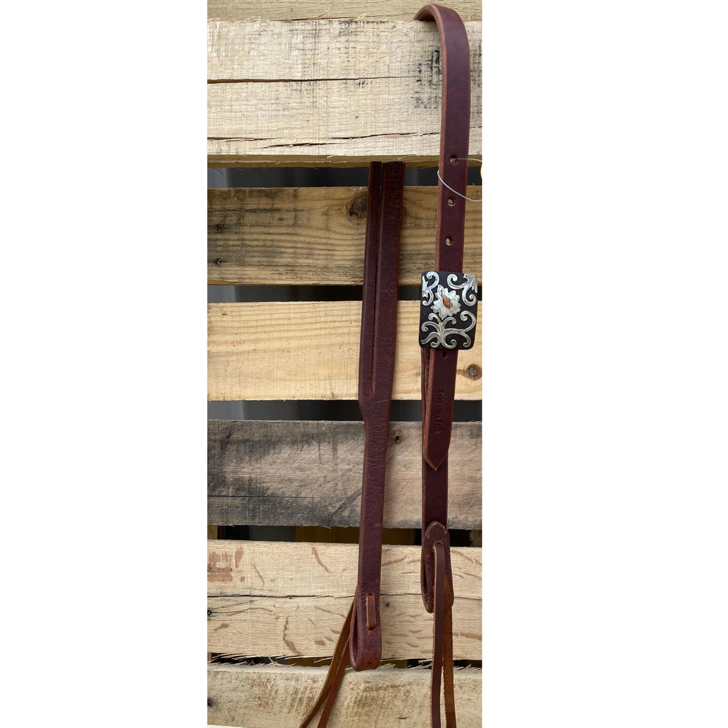 Cowperson Tack 3/4" Split Ear Headstall With Square Floral Buckle 3 Cowperson Tack 3/4" Split Ear Headstall With Square Floral Buckle