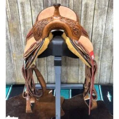 Paul Taylor 15 Inch Floral Barrel Saddle -Horseway Store barrelfront 2038d3f2 1ec4 43cb bc55 cf0a7013dd9a