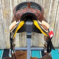 Paul Taylor Chocolate Floral Tooled Youth Saddle -Horseway Store yfront