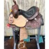 Paul Taylor Chocolate Floral Tooled Youth Saddle 1 Paul Taylor Chocolate Floral Tooled Youth Saddle -Horseway Store yside